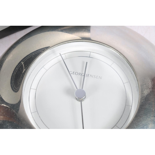 26 - Georg Jensen of Denmark wall clock, boxed, 14cm diameter.