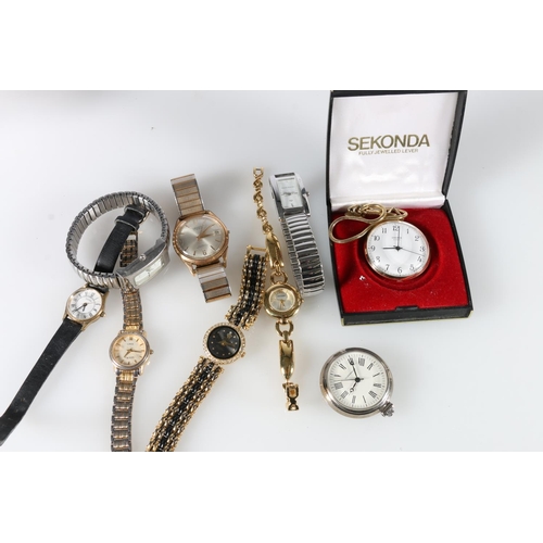 558 - Sekonda 19 jewels open faced pocket watch, a Gents Venus 21 rubies Incablock wristwatch and lady's w... 