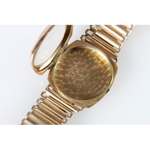 568 - Gents 9ct gold cases Cyma wristwatch with 15 jewel Cyma movement #366034, on plated bracelet, 45g gr... 