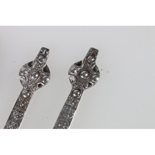 586 - Pair of Scottish silver pickle forks by Robert Allison, Glasgow, 1947, 14g gross, also Netherlands K... 