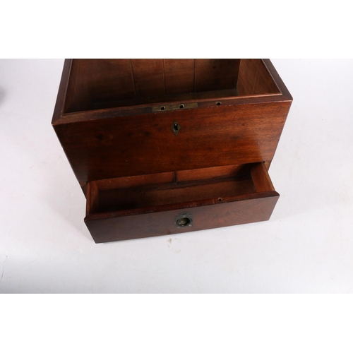 14B - Georgian hinge-top box, with single drawer having recessed handle, 24cm high.