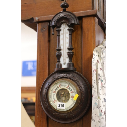 219 - Mahogany wall barometer.