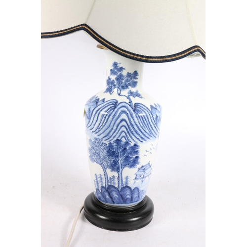 300 - Oriental blue and white vase converted for electricity.