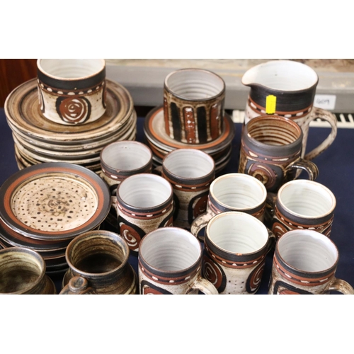 43 - Studio Pottery coffee set, abstract design.