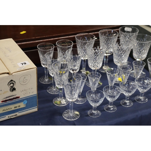 79 - Waterford Crystal to include wine glasses, liqueur glasses, etc.