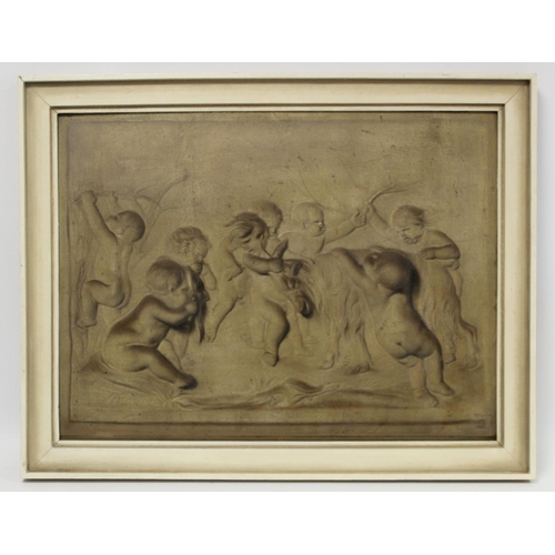 429 - Early 19th Century School.Copy of a trompe l`oeil bas-relief of putti playing with a goat by Piat Jo... 