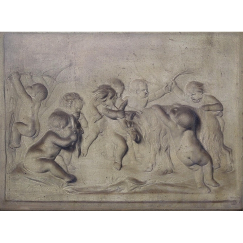 429 - Early 19th Century School.Copy of a trompe l`oeil bas-relief of putti playing with a goat by Piat Jo... 