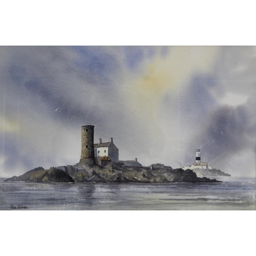 430 - Paul Holmes (Contemporary Northern Irish).  Lighthouse, County Down, Northern Ireland.Watercolour.35... 