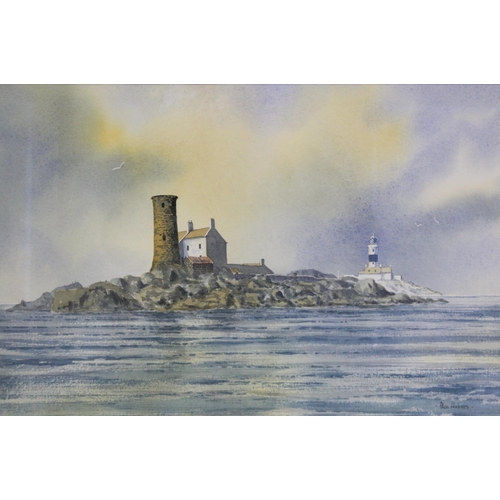 431 - Paul Holmes (Contemporary Northern Irish). Lighthouse, County Down, Northern Ireland.Watercolour.33.... 