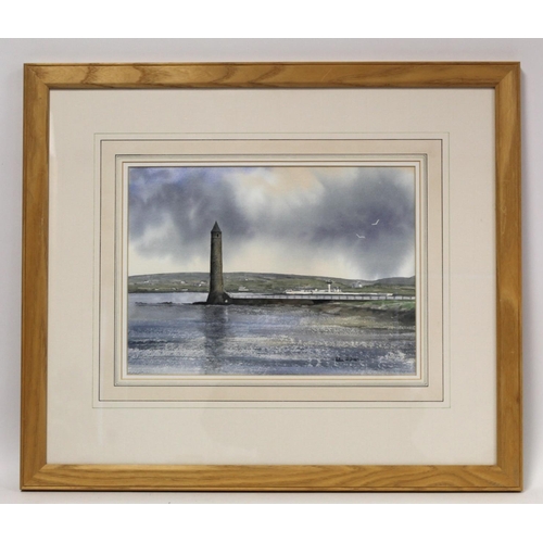 432 - Paul Holmes (Contemporary Northern Irish). Chaine Memorial Tower, Larne.Watercolour.26cm x 36cm. Sig... 