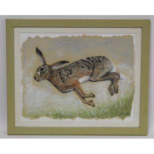 453 - Gwyther (Contemporary School).Study of a dead hare.Pastel on buff paper.34cm x 44cm. Signed.Also mon... 