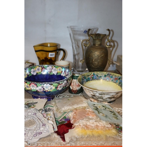 307 - Limoges decorative bowl, marked 'E A 1916 Bough' to underside, a Maling bowl,  a Royal Doulton jug, ... 