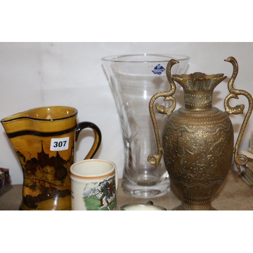 307 - Limoges decorative bowl, marked 'E A 1916 Bough' to underside, a Maling bowl,  a Royal Doulton jug, ... 