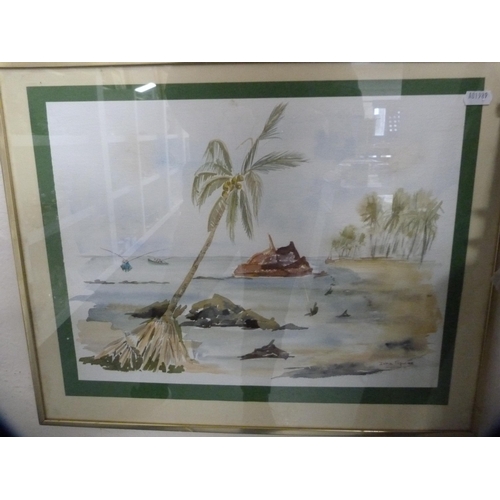 211 - Dina SpicoeBeach sceneWatercolour, and another by D Claughton of a park scene.  (2)... 