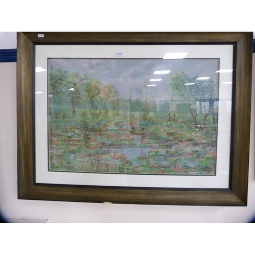 226 - Javed BaluchEastern figuresModern mixed media, and by the same hand, 'Lotus Lake, Islamabad'.  (2)... 