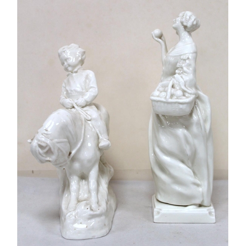 484 - Royal Worcester white porcelain figure of a boy on a pony, 