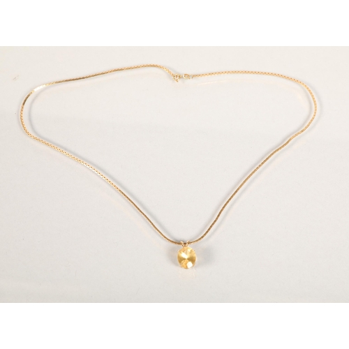 100 - 14 carat yellow gold mounted pendant; set with yellow stone; on 14 carat yellow gold chain; 7.3g gro... 