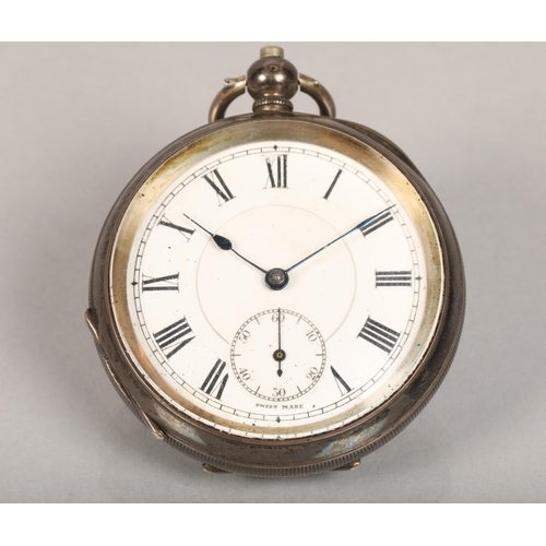 105 - Late 19th century silver cased open face pocket watch; bearing import marks; the white dial with Rom... 