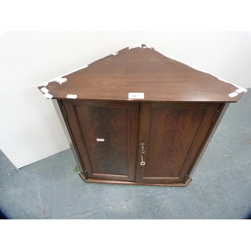 345 - Small mahogany corner cupboard.