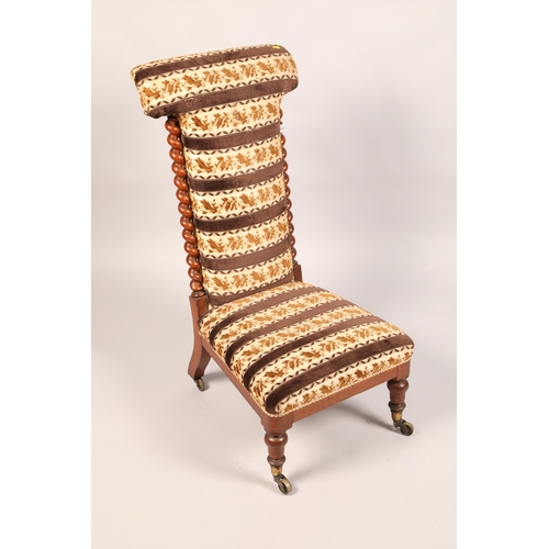 479 - Victorian walnut framed prie dieu chair; 100cm high