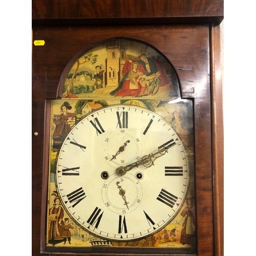 482 - Victorian mahogany longcase clock with painted dial