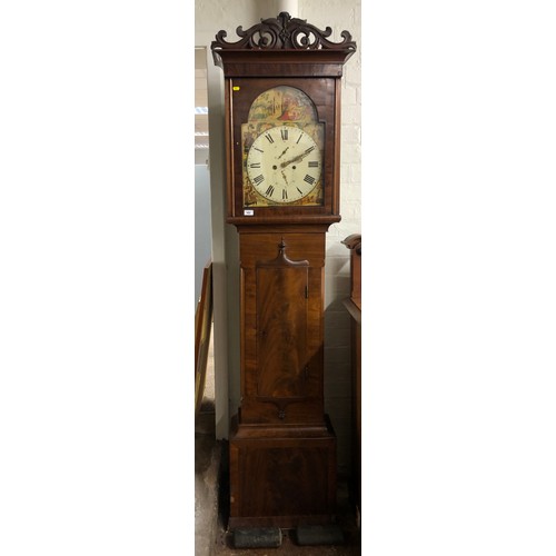 482 - Victorian mahogany longcase clock with painted dial