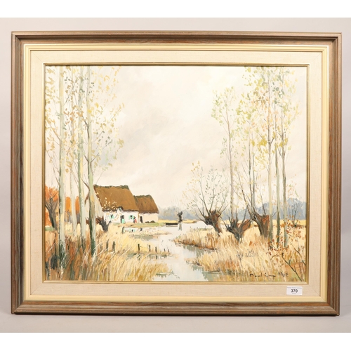 370 - Marcel-Georges Hue (1907 -; French); Cottage by the River; oil on canvas; signed; framed52cm x 63cm ... 