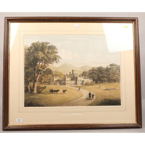 377 - Dreghorn Castle; coloured lithograph; produced by Schenck & McFarlane; framed; 48cm x 63.5cm (73... 