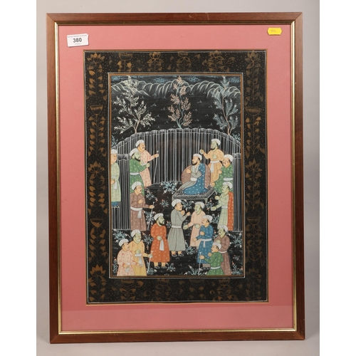 380 - Oriental silk painting, 34 x 46 cm (47.5 x 61 cm including frame)