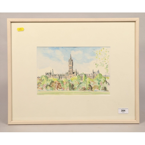 384 - Irene Lesley Hope Main (1959 - Scottish;), 'University of Glasgow' 2009 signed, Pen and Ink watercol... 