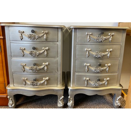 Pair of painted four drawer French style bedside 70cm high
