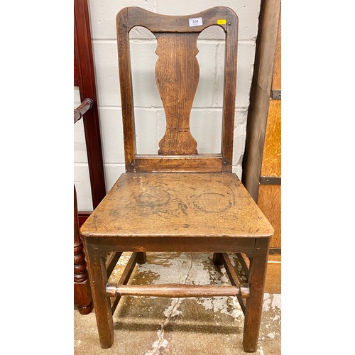 514 - 19th century oak splat back chair 