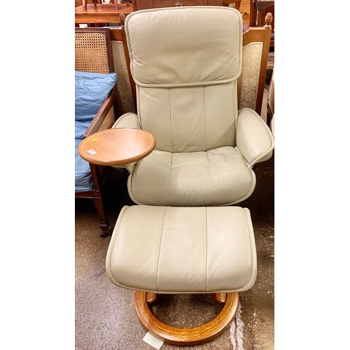 507 - Pair of leather canter chairs with matching foot stools (2)