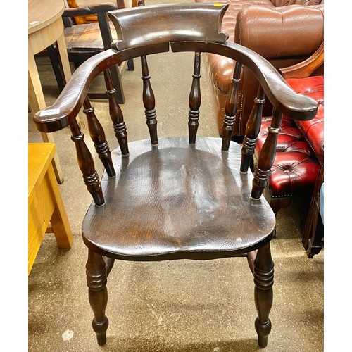 508 - Painted oak Captain style open arm chair