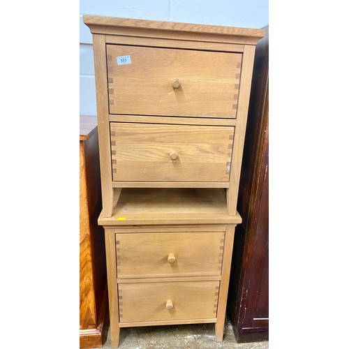 523 - Pair of contemporary oak two drawer bedside cabinets; 60cm high