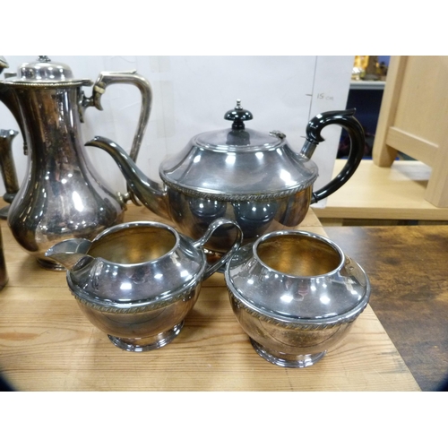 102 - Group of EP to include tea set, cocktail shaker, water jug, claret jug etc.