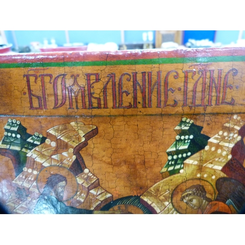 107 - Russian painted icon on a wooden block, c. early part 20th century.