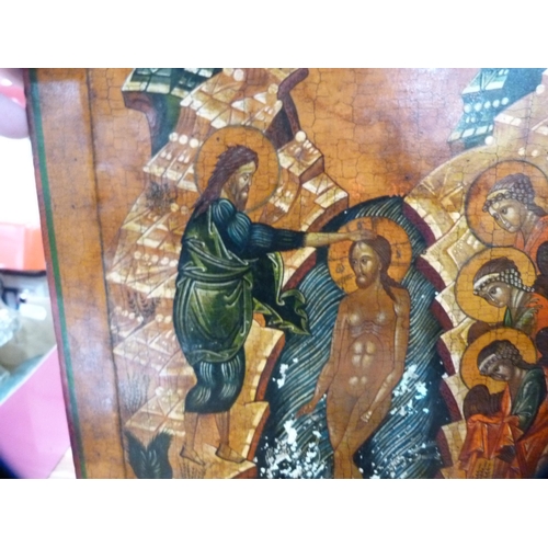 107 - Russian painted icon on a wooden block, c. early part 20th century.