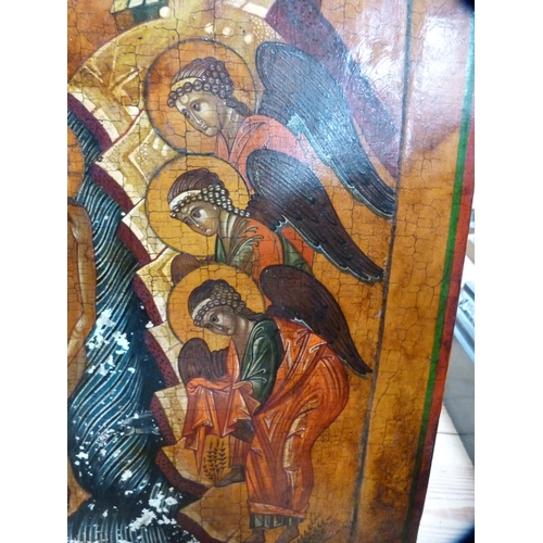 107 - Russian painted icon on a wooden block, c. early part 20th century.