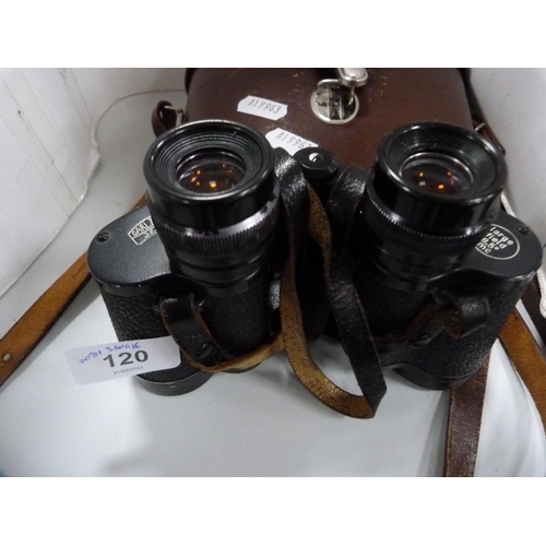 120 - Pair of Carl Zeiss 8x30 binoculars, cased, and a rolled gold bangle.