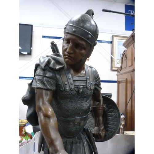 129 - Pair of spelter figures modelled as Roman soldiers.  (2)