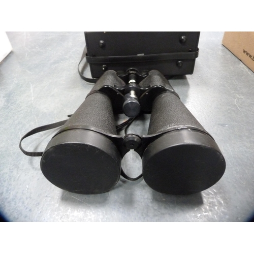 130 - Pair of Hilkinson Saturn 30x80 field binoculars, cased.