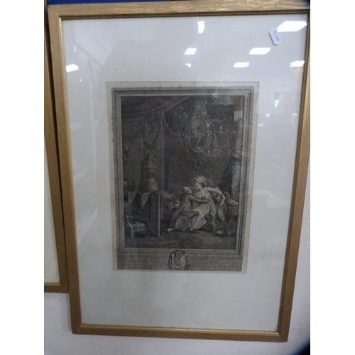 173 - Two French-style prints depicting 18th century figures, in later frames.