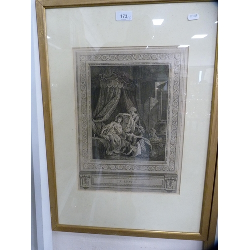 173 - Two French-style prints depicting 18th century figures, in later frames.