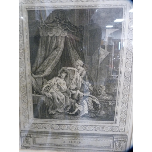 173 - Two French-style prints depicting 18th century figures, in later frames.