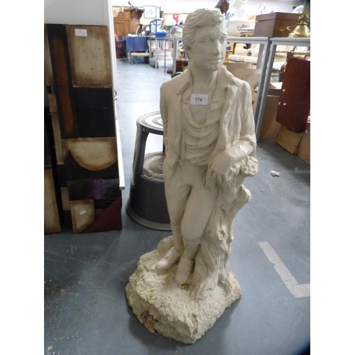 174 - Plaster figure of a male on a naturalistic setting.