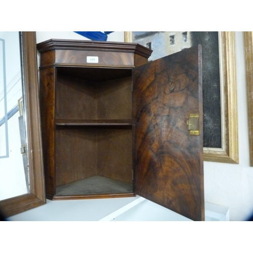 177 - Small Georgian-style walnut corner wall cupboard.