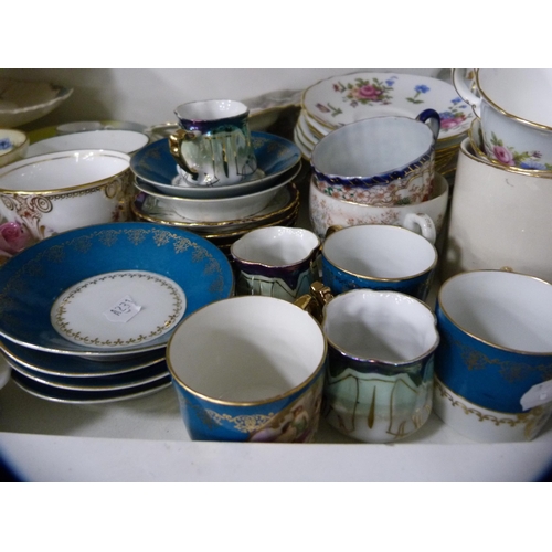 184 - Assorted porcelain tea and coffee wares to include Vienna-style, Minton, eggshell, also a gurgle jug... 