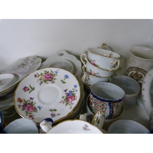 184 - Assorted porcelain tea and coffee wares to include Vienna-style, Minton, eggshell, also a gurgle jug... 