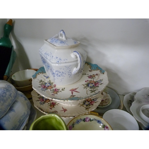 184 - Assorted porcelain tea and coffee wares to include Vienna-style, Minton, eggshell, also a gurgle jug... 